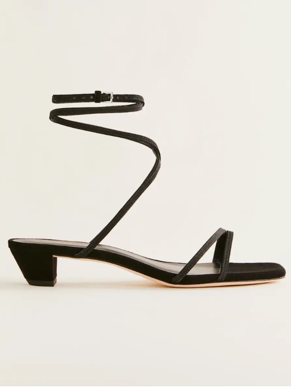 Reformation Alice Heeled Sandal Black Suede - Size 7 - Picture 2 of 6